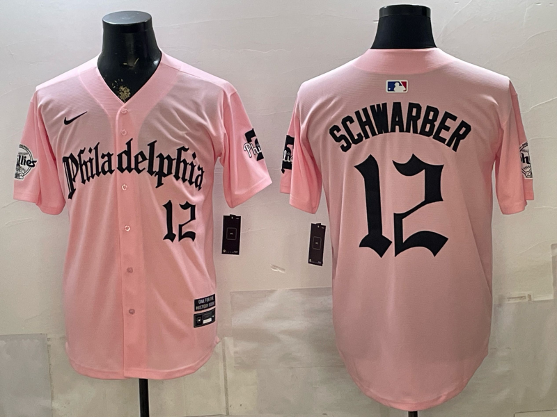 Men 2026 Philadelphia Phillies #12 Schwarber pink Game Nike MLB Jersey 0727003->philadelphia phillies->MLB Jersey